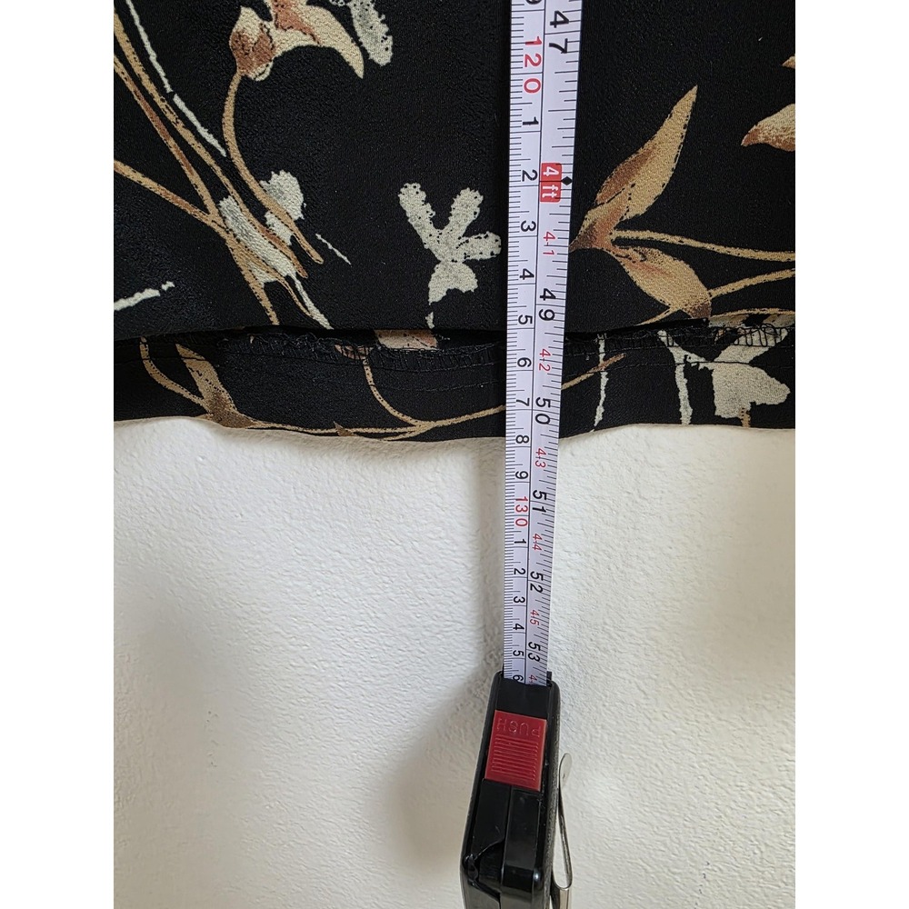 Maren Dress Womens Medium Black Floral Shift Midi‎ Sleeveless Slit Sides Y2K - Picture 10 of 11